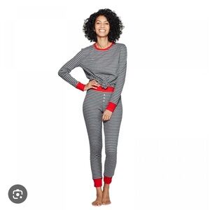 Stars Above Women’s Thermal Sleep Pajama Set - Size S, Gray/White/Red